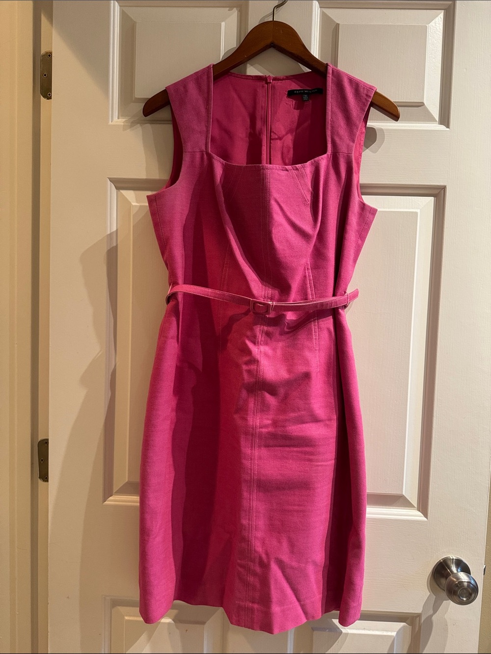 Fitted Sleeveless Pink Belted Dress